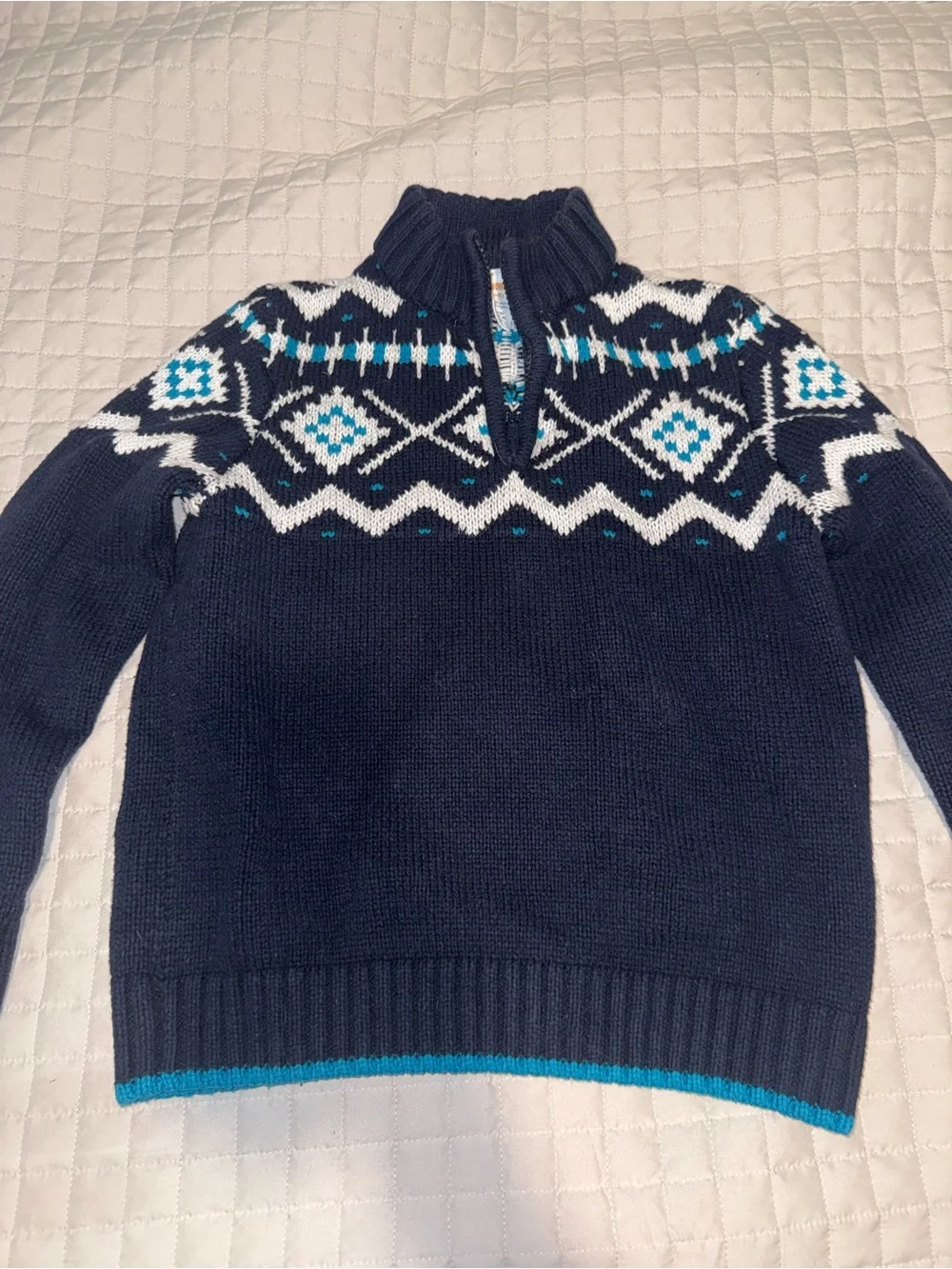 Kids  Navy Nordic Half-Zip Sweater